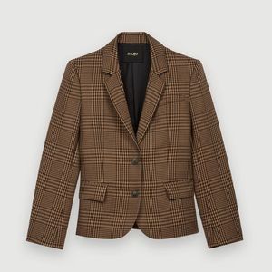 Maje Checked Fitted Suit Jacket